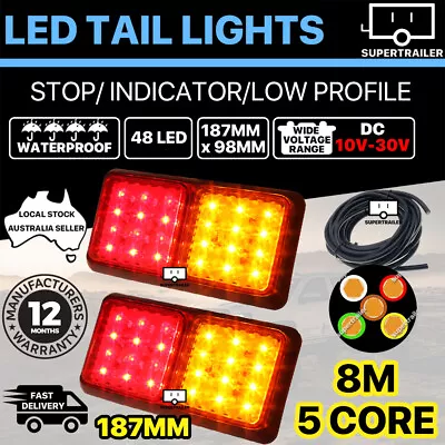 $44.95 • Buy 24 LED TRAILER TAIL LIGHT KIT PAIR PLUG 8m 5 CORE WIRE CARAVAN UTE 10-30V