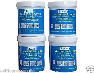 Uniflo Unicleanse Crystals 4 X Tubs Macerator Descaler Cleaner. • £27.99