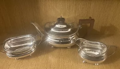 Antique Vintage Silver Plated 3 Piece Teaset By Hamilton & Inches Edinburgh • £18.99