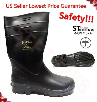 Men's Rain Boots Rubber Waterproof Slip-Resistant Snowshoes Work Safety Shoes • $32.88