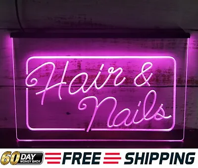 Hair & Nails Beauty Salon Spa Open 3D LED Neon Light Sign Display Wall Art Décor • $23.99
