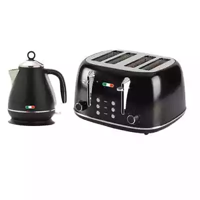 Vintage Electric Kettle & 4 Slice Toaster SET Combo Stainless Steel Black • $149.99