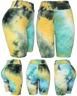 Super Soft Tie Dye Colorful Biker Shorts - Yoga Biking Running Bermuda Shorts • $13.95