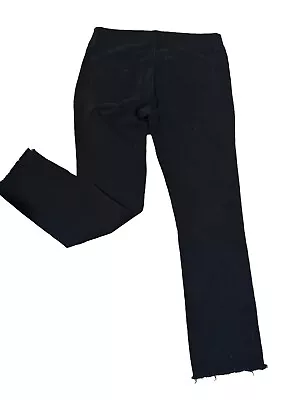 CAbi Jeans Style 515 Distressed Hem Lou Lou Double Button Straight Black Size 8 • $27.39