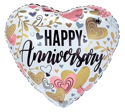 Anniversary  Metallic Hearts & Leaves Heart Shape 17  Foil Balloon (Packaged) • $2.20