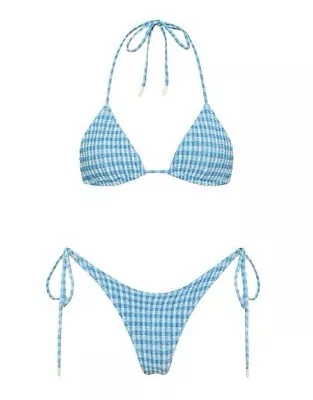 Triangl Blue Glitter Gingham Bikini Size Small • $65