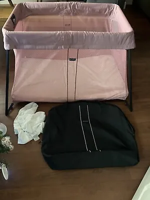 FAST POSTAGE Baby Bjorn Travel Cot Pink. Excellent Cond RRP £220 • £110