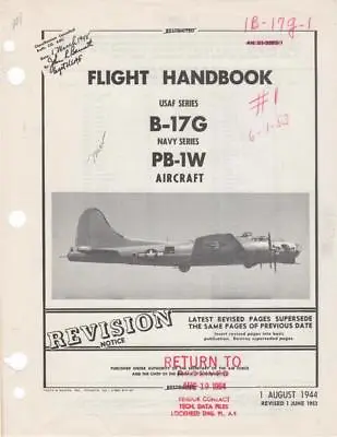 1944/53 Boeing B-17g/pb-1w Flying Fortress Pilot Flight Manual Handbook+xtras-cd • $24.99