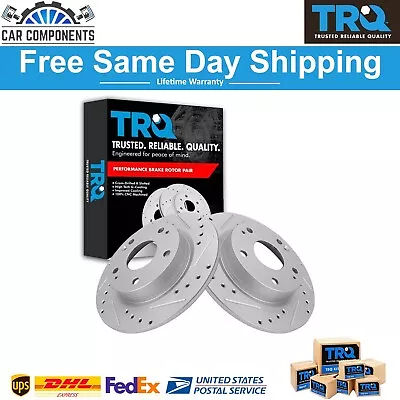 TRQ Performance Rear Drilled Slotted Coated Brake Rotor Set For Civic Insight • $59.95