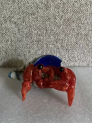 Hermit Crab In Shell Art Glass Figurine Sea Animal Ocean Figure Marine Life • £36.68