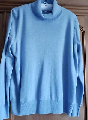 NEW M&S Autograph 100% Cashmere Roll Neck Jumper In Pale Blue Size 18 • £25