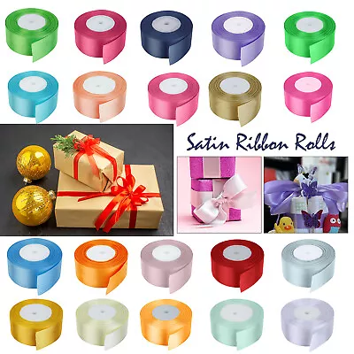 £1.39 • Buy Full Roll 25m Satin Ribbon 3/40/50mm Double Sided Rolls Christmas Craft Decor
