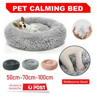 $15.95 • Buy Dog Cat Pet Calming Bed Warm Soft Plush Round Nest Comfy Sleeping Kennel Cave AU