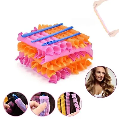 20X 55CM Magic Long Hair Curlers Curl Leverage Rollers Spiral Styling Tool +Hook • £8.99