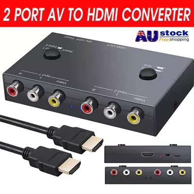 2 Port AV To HDMI Converter RCA To HDMI Converter AV Switch RCA To HDMI Adapter • $33.99