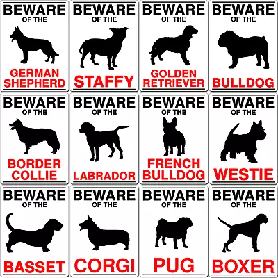 Beware Of The Dog Breed Caution Warning Fun Pet Gift Metal Sign Plaque 15 X 20cm • £4.99