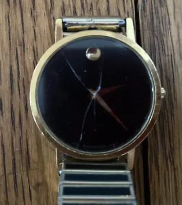 Vintage 1988 Movado Museum Gold Tone Men’s Watch ( 87-33-882 ) Cracked Crystal • $33