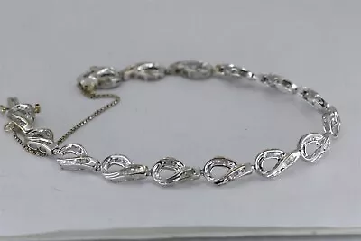 14K White Gold Vintage 7 Inch Cubic Zirconia Bracelet • $532