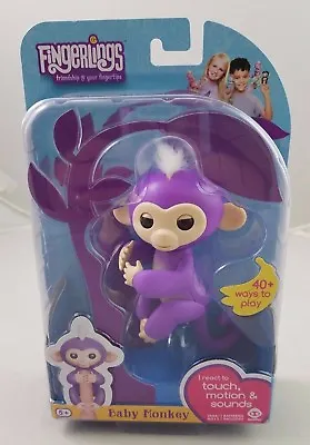 $81.98 • Buy Fingerlings Baby Interactive Monkey Mia Purple 40 Sounds Finger Toy Fingertips