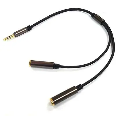3.5mm Headphone Splitter Jack Male To 2 Dual Female Audio-In Stereo Cable Lead • £2.95