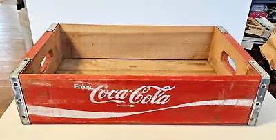 Vintage Red & White Enjoy Coca-Cola Wooden & Metal Crate Soda Bottle Coke • $35.16