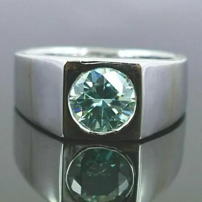 Men's Special 2.50 Ct Great Bezel Setting Ring Blue Diamond  925 Certified  • $189.05