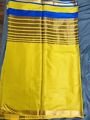 £15 • Buy Golden Soft Silk Saree Indian Wedding Party Wear Bollywood Style
