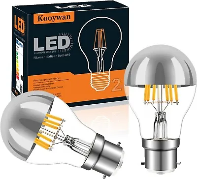 B22 Light Bulb-Dimmable 6W A60 Decorative Classic Mirror Tipped Edison Pack Of 2 • £9.99