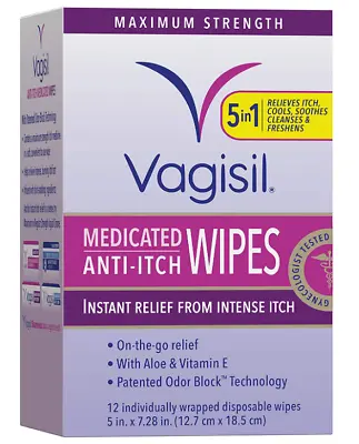 $14.49 • Buy Vagisil Medicated Anti-Itch Wipes, 12 Individually Wrapped Wipes 011509060020VL