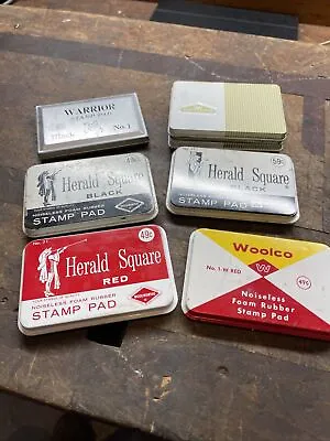 Lot Of 7 Vintage Stamp Pad In Tin Container  • $15