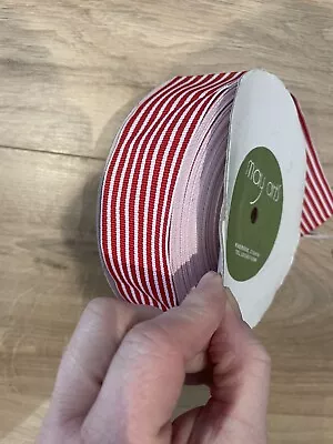May Arts Candy Striped Ribbon 30 Yards 1.5 Inch Red White Striped Ribbon • £10