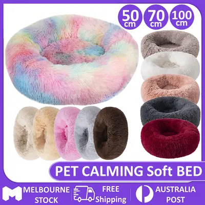 $41.28 • Buy Dog Cat Pet Calming Bed Warm Soft Plush Round Nest Comfy Sleeping Kennel Cave AU