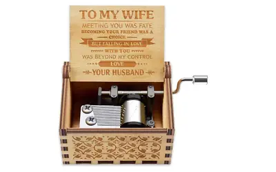 Romantic Music Box Gift Wife Birthday Anniversary Musical Wooden Play Hand Crank • $15.69