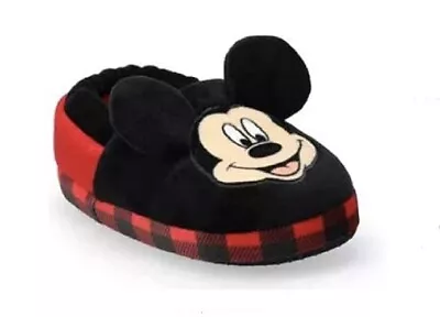 Mickey Mouse Slippers - Gingham Buffalo Plaid / 3D Ears Toddler XL - NWT • £10.45