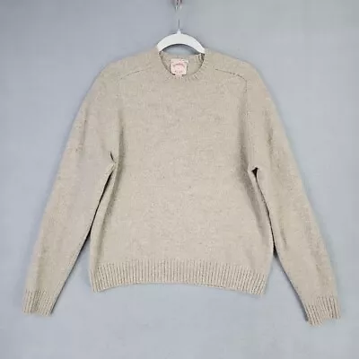 Brooks Brothers Shetland Wool Sweater Mens L Beige Pullover Classic Business • $44.48
