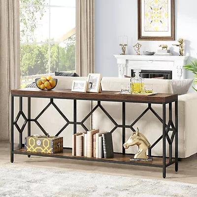 2-Tier Sofa Console Table With Storqage Long Narrow Entryway Hallway Table • $152.86