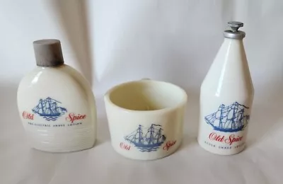 Vintage Old Spice Shaving Mug & Shave Lotions 3-Piece Lot Empty Bottles • $11