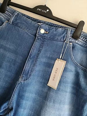 Rrp£45 Ladies M&s Per Una Size 24 Short Grey Blue Distressed Stretch Mom Jeans • £21.99