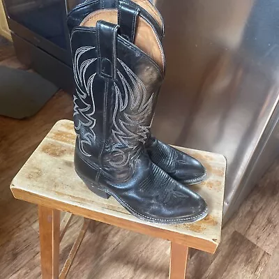 Vintage Texas Brand Texas Boot Co. Cowboy Boots Men’s 8.5 M Black • $43