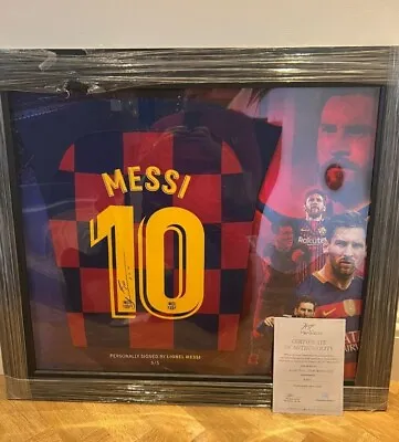 Signed Messi Shirt Barcelona 5/5  Framed  Sport Memorabilia  • £1500