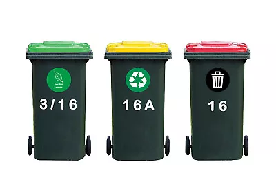 3x Rubbish Bin Sticker House Number Decal Garbage Wheelie Bin Sign • $3