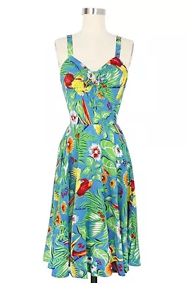 £80 • Buy Trashy Diva Tropical Parrots Dress Pinup Vintage Xs Tiki Sun Swing New Collectif