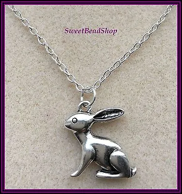 £3.99 • Buy Silver Plated Necklace With HARE RABBIT Wildlife Large Pendant Countryside