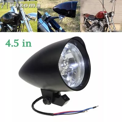 4.5  Motorcycle Tri-Bar Bullet Headlight Head Lamp For Harley Bobber Chopper • $70.43