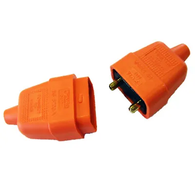 Lyvia Orange 2 Pin 10A 250V Rubberized In-Line Connector *LAWN MOWERS/STRIMMERS* • £3.98