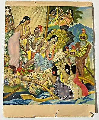 Matson Hawaiian Hawaii Cruise Line 1951 Dinner Menu Rare Art S.S. Lurline • $18.75