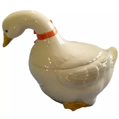 Vintage Otagiri Goose Cookie Jar Japan 1983 White Ceramic Duck Granny Core READ • $29.99