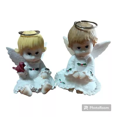 Morehead INC Vintage Paur Figurine Holly Babies Baby Angel Figurines (2) • $10.95