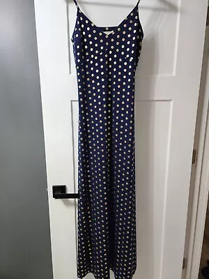 Michael Kors Navy And Gold Long Dress Size M Adjustable Spaghetti Straps • $10