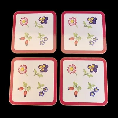 Villeroy & Boch Petite Fleur Set Of 4 Coasters Cork Back Multi Flower Sprigs • $19.95